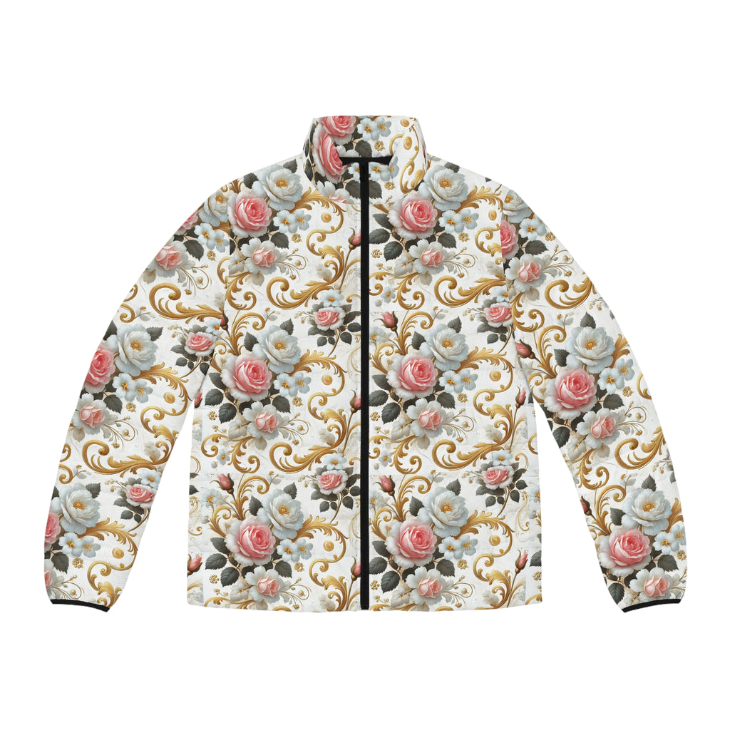 TBP White Floral Unisex Puffer Jacket