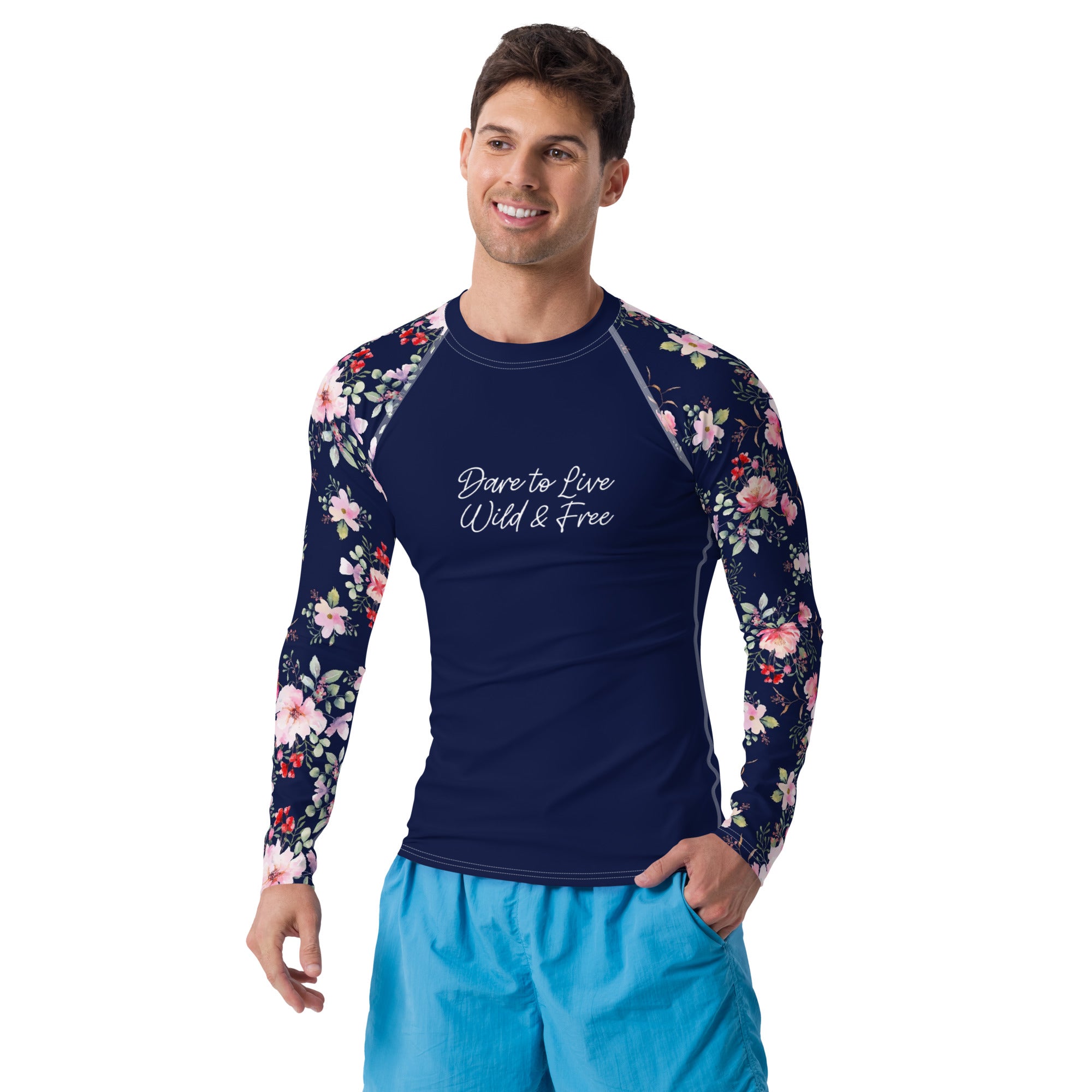 TBP Blue Floral Men's Rash Guard