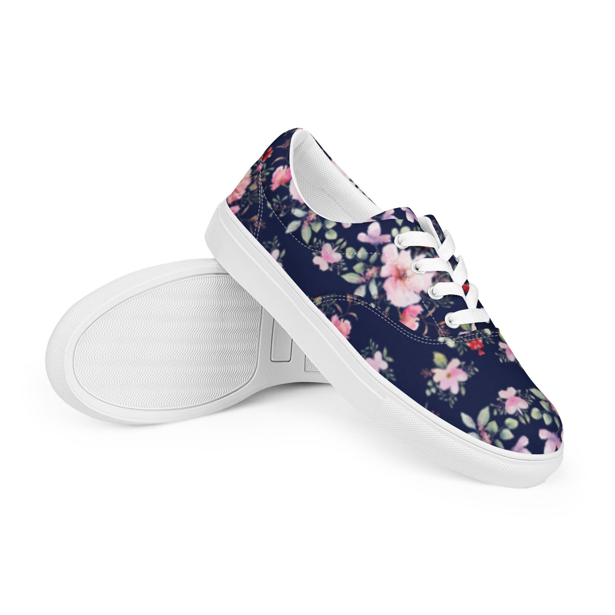 Blue Floral Women’s Canvas Shoes
